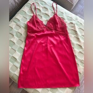 Elle Macpherson Chemise Lingerie Babydoll Modal Lace Red Sz M